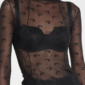 Marine Serre Black Sheer Top